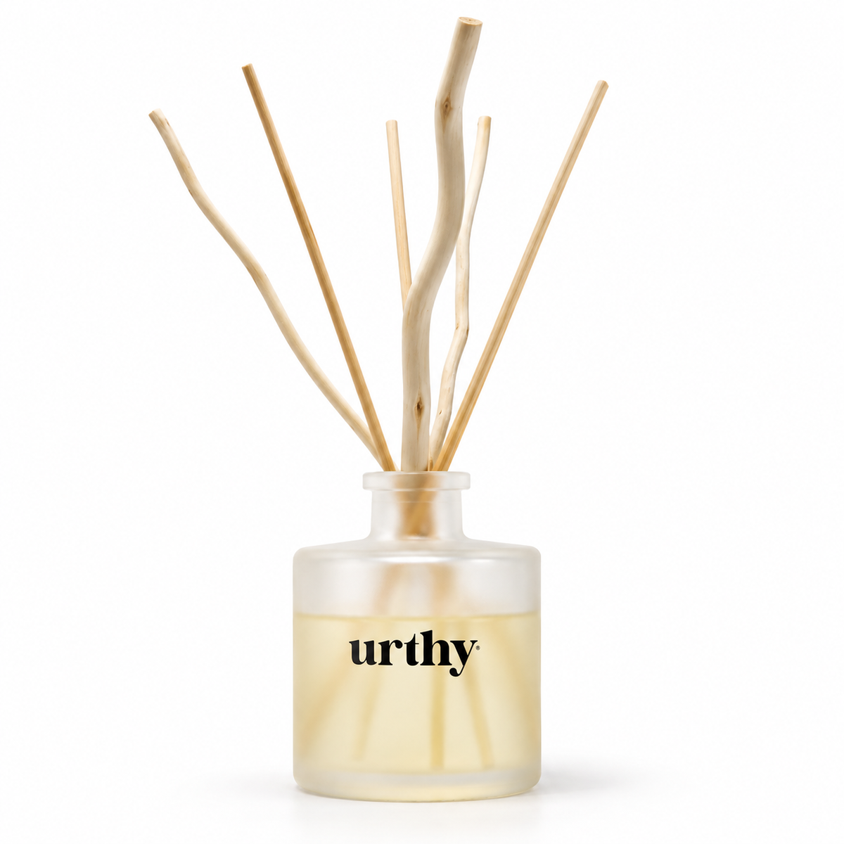 Urthy reed diffuser — 5 oz frosted glass bottle with natural reeds
