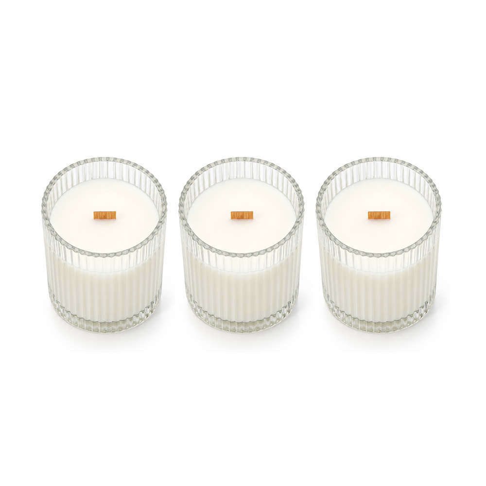 Hotelaire Ribbed Glass Candle 3-Pack