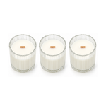 Hotelaire Ribbed Glass Candle 3-Pack — three ribbed glass candles