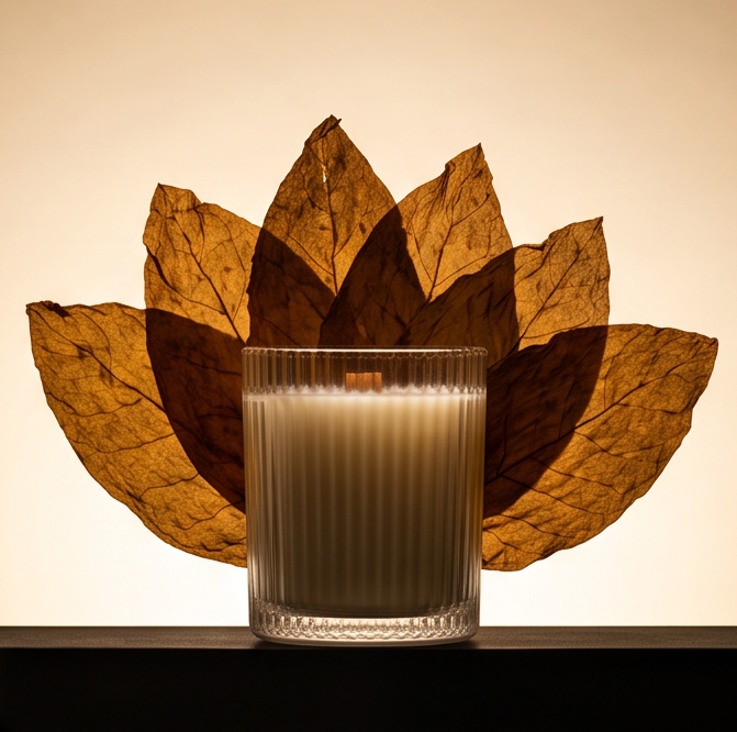 Holiday Ribbed Glass Candles — Cabin Embers — by Urthy